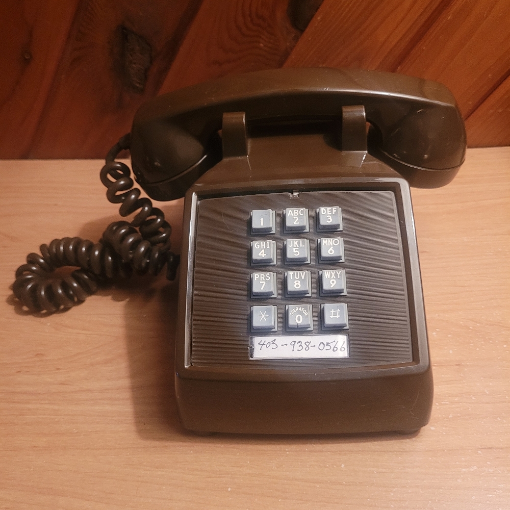 Vintage Brown Push Button Telephone